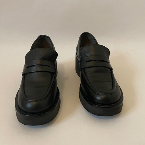 Stuart Weitzman Aiden Rise Platform Lug Sole Black Leather Loafers Women's 6 - Picture 4 of 9